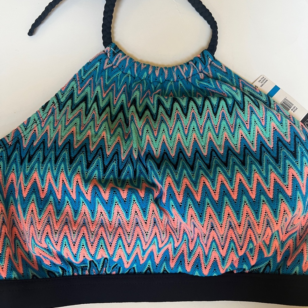 Women's Multicolor Zigzag Halter Bikini Top